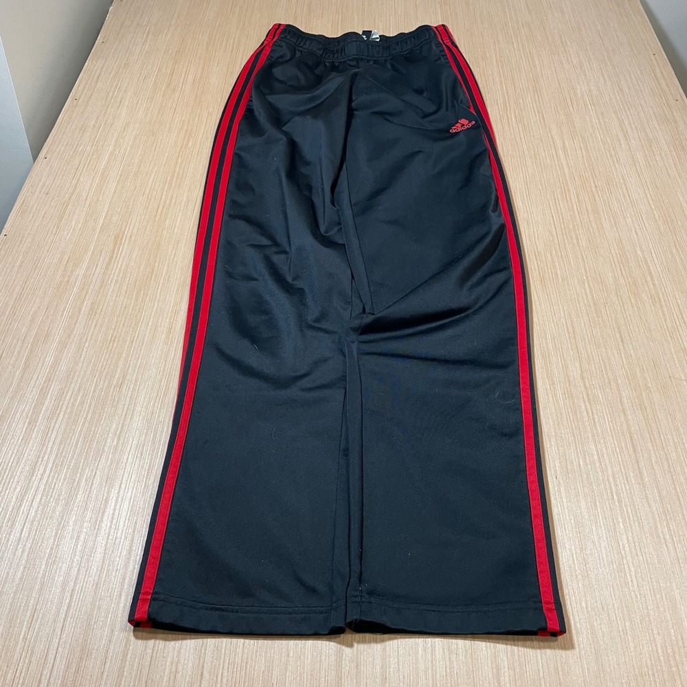 Adidas Track Pants Mens Black Red 3-Stripe Athletic Trousers Small
